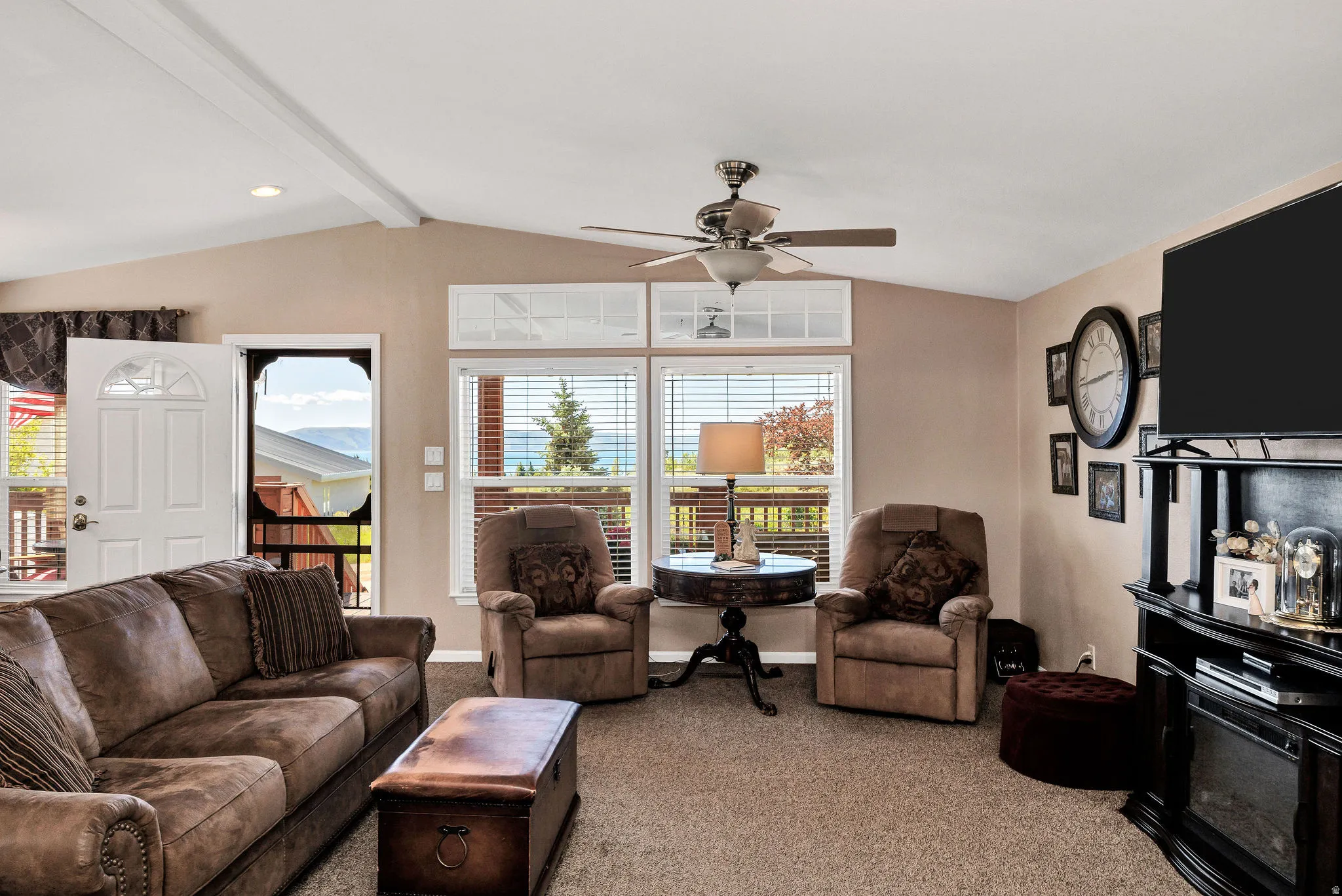 Vaulted ceilings featuring exposed beams
