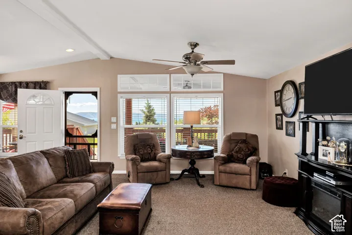 Vaulted ceilings featuring exposed beams