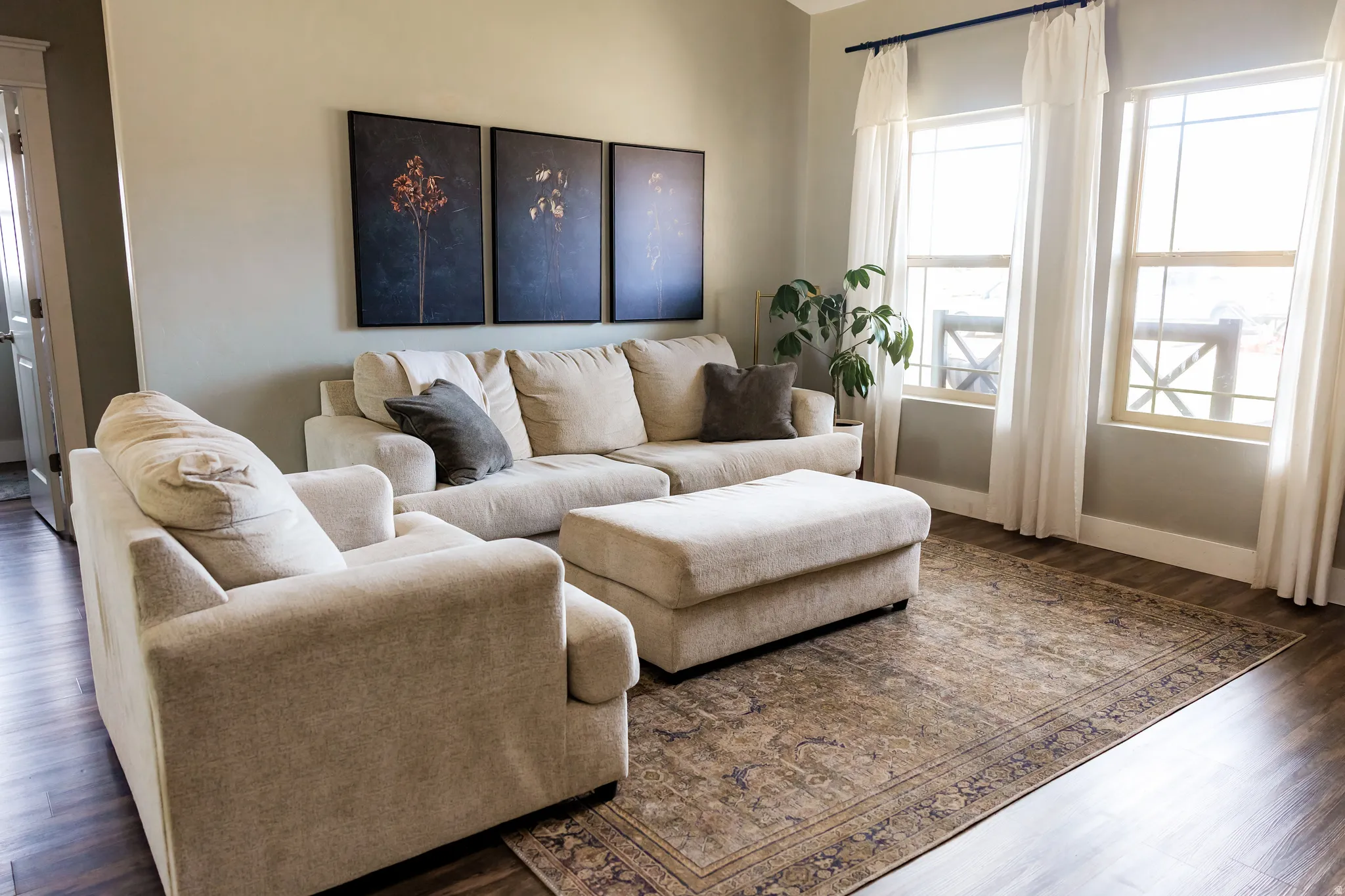 Wood-finish flooring throughout
