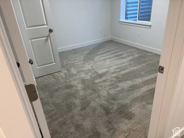 Gray plush carpeting with crisp white walls and trim