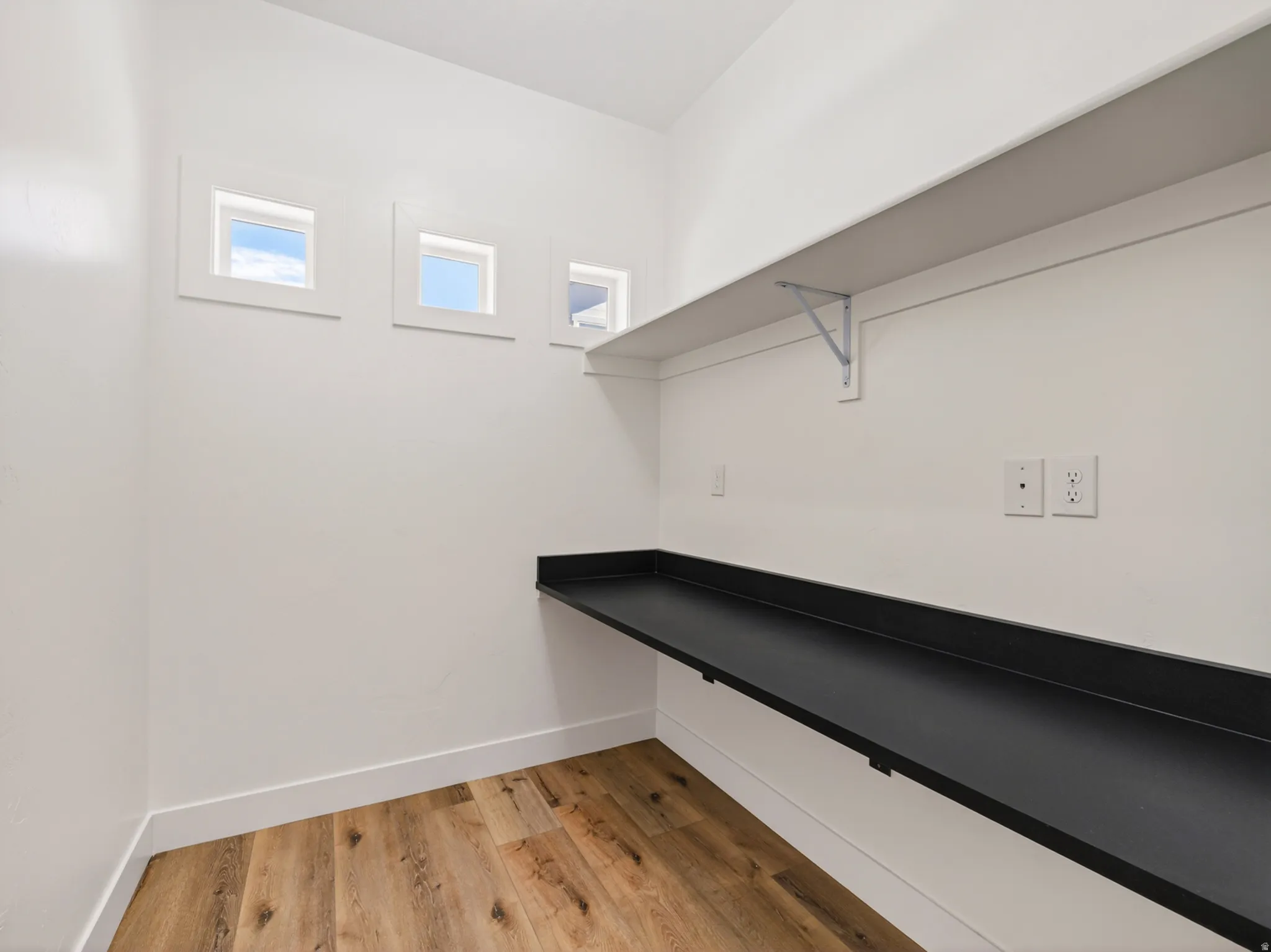 Home office with built in desk .  Perfect for privacy and working.