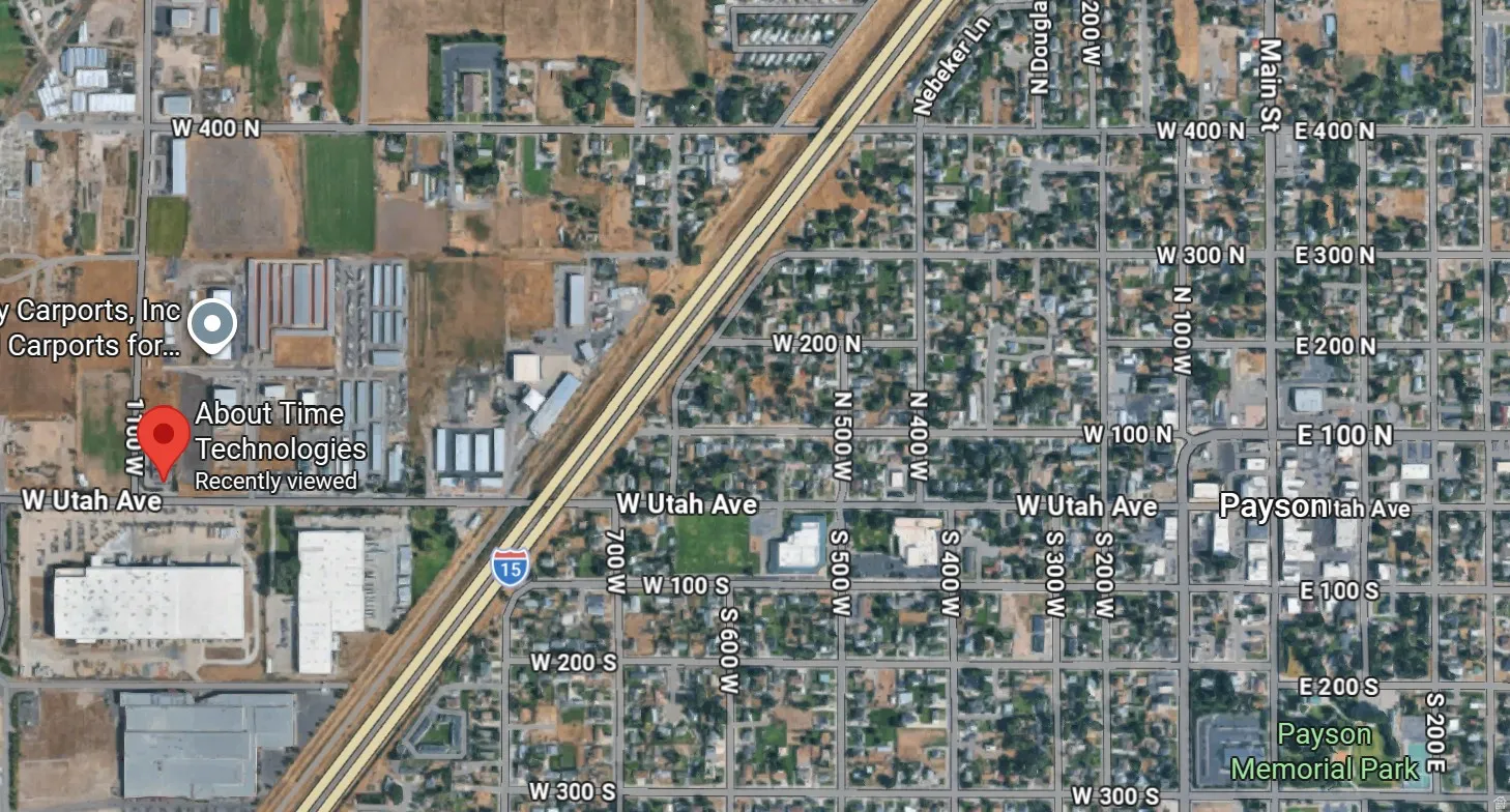 Aerial Map. Displaying a localized area with street names and commercial entities
