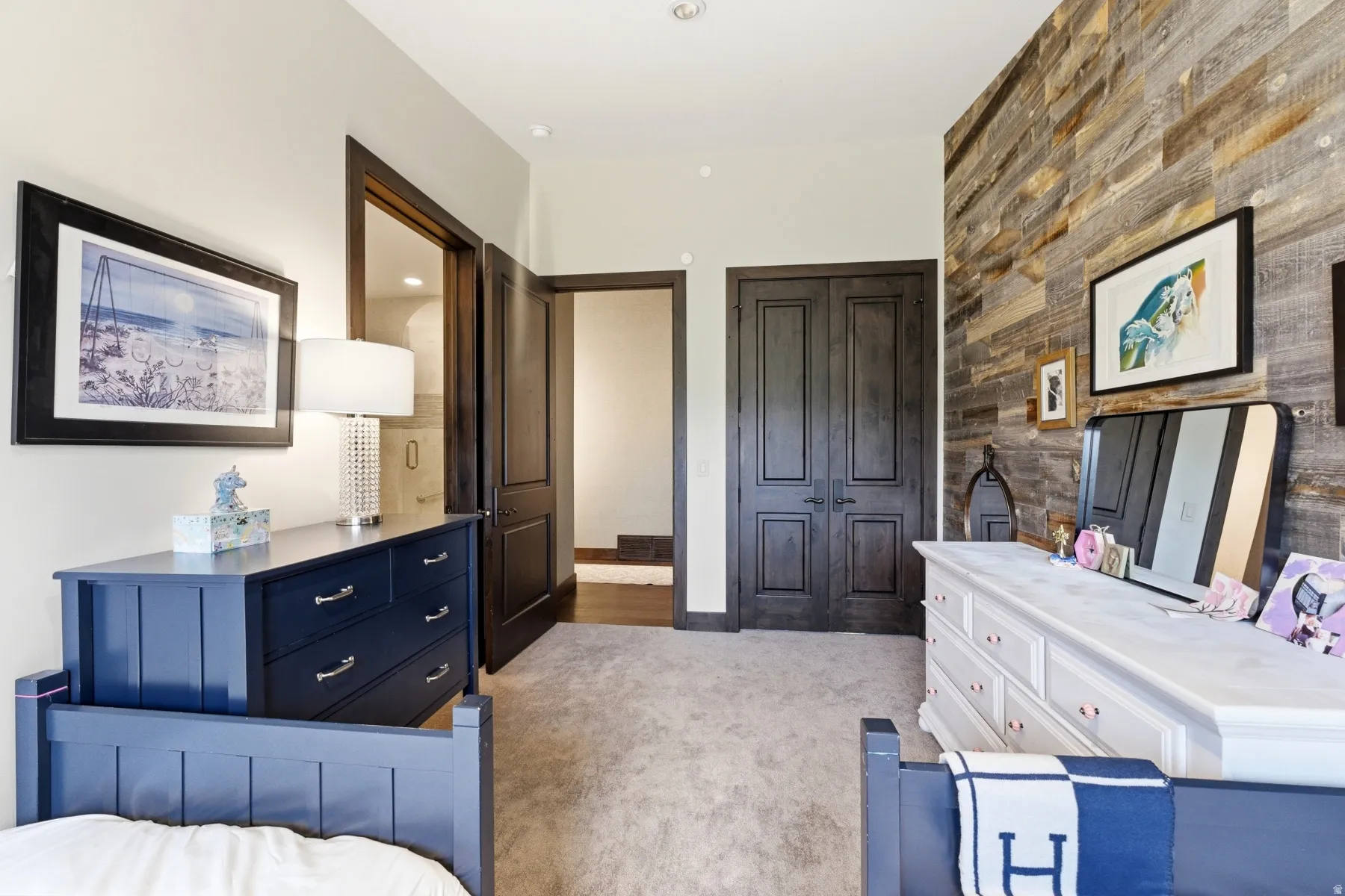 Accent wall featuring horizontal wood paneling