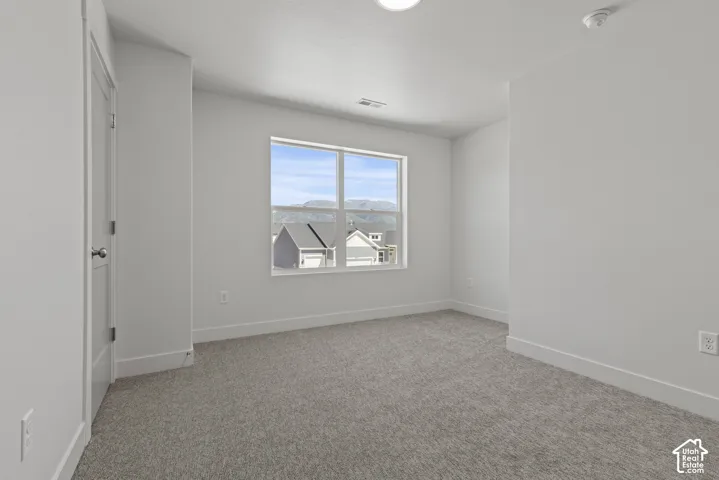Neutral tone wall finishes with coordinating carpet flooring