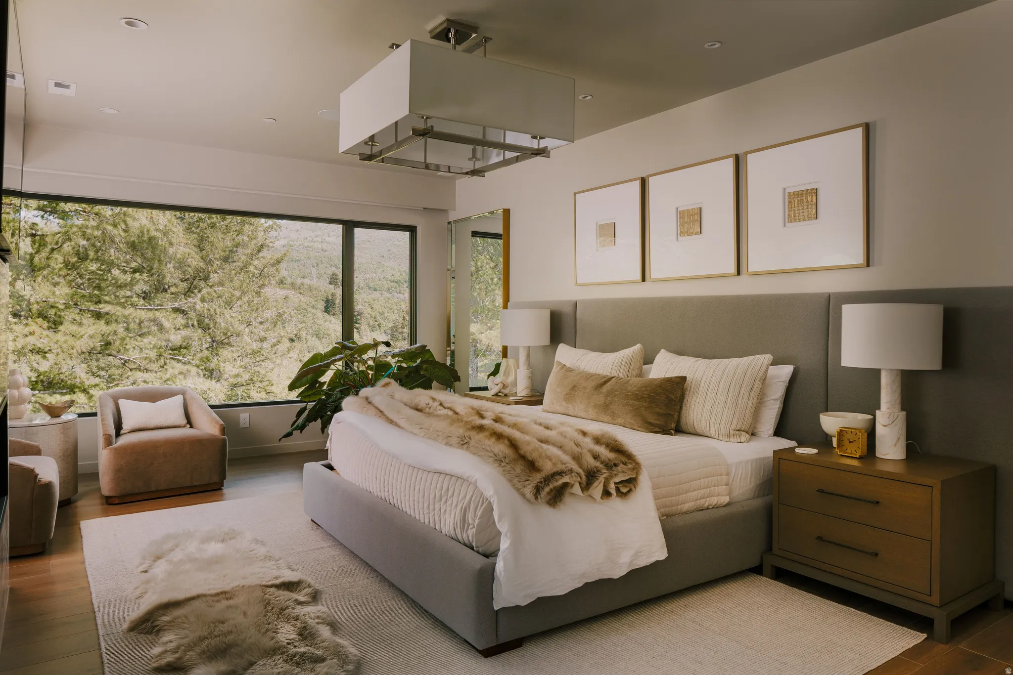 Expansive window wall overlooking natural scenery