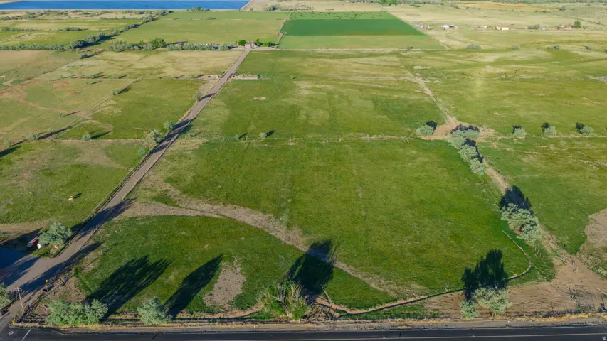 Expansive agricultural land featuring a paved road frontage and multiple verdant fields
