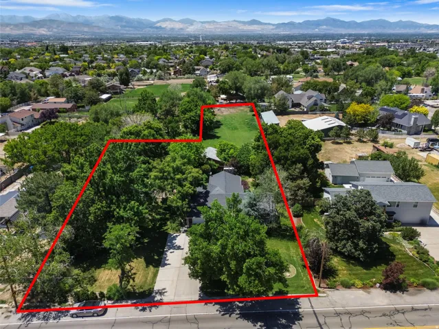 Expansive parcel featuring mature trees, a substantial grassy area, and a paved driveway