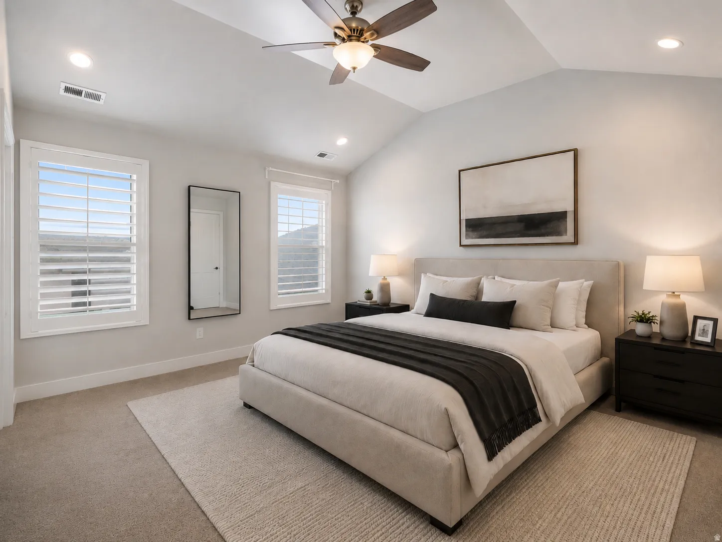 Primary bedroom virtually staged, bed can be on either wall