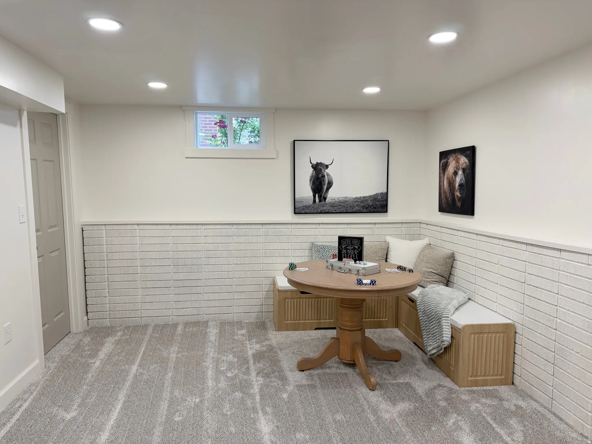 Recessed lighting illumination on light-toned walls