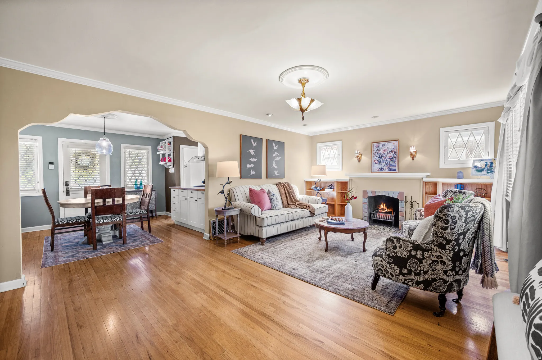 Hardwood flooring throughout the main living areas