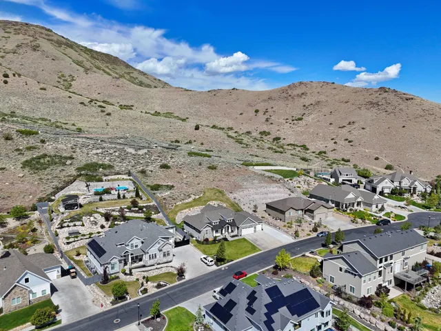 Residential community featuring varied architectural styles and integrated solar panels