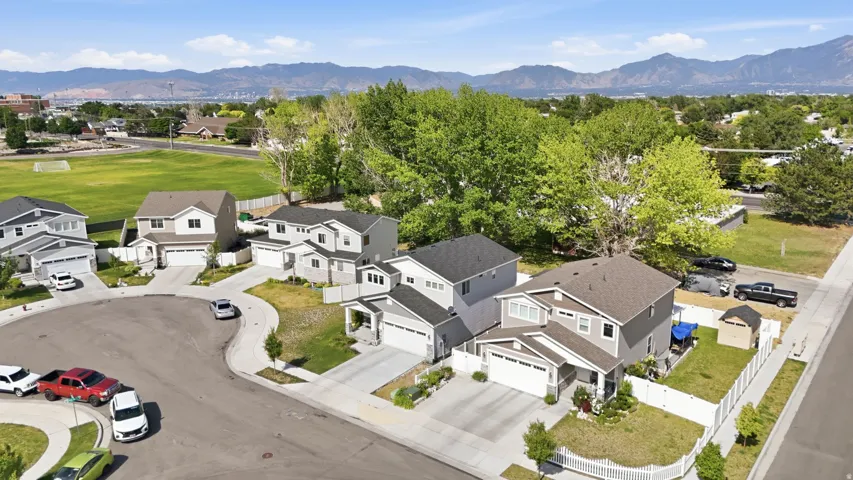 Residential street with modern homes, concrete driveways, and landscaped yards