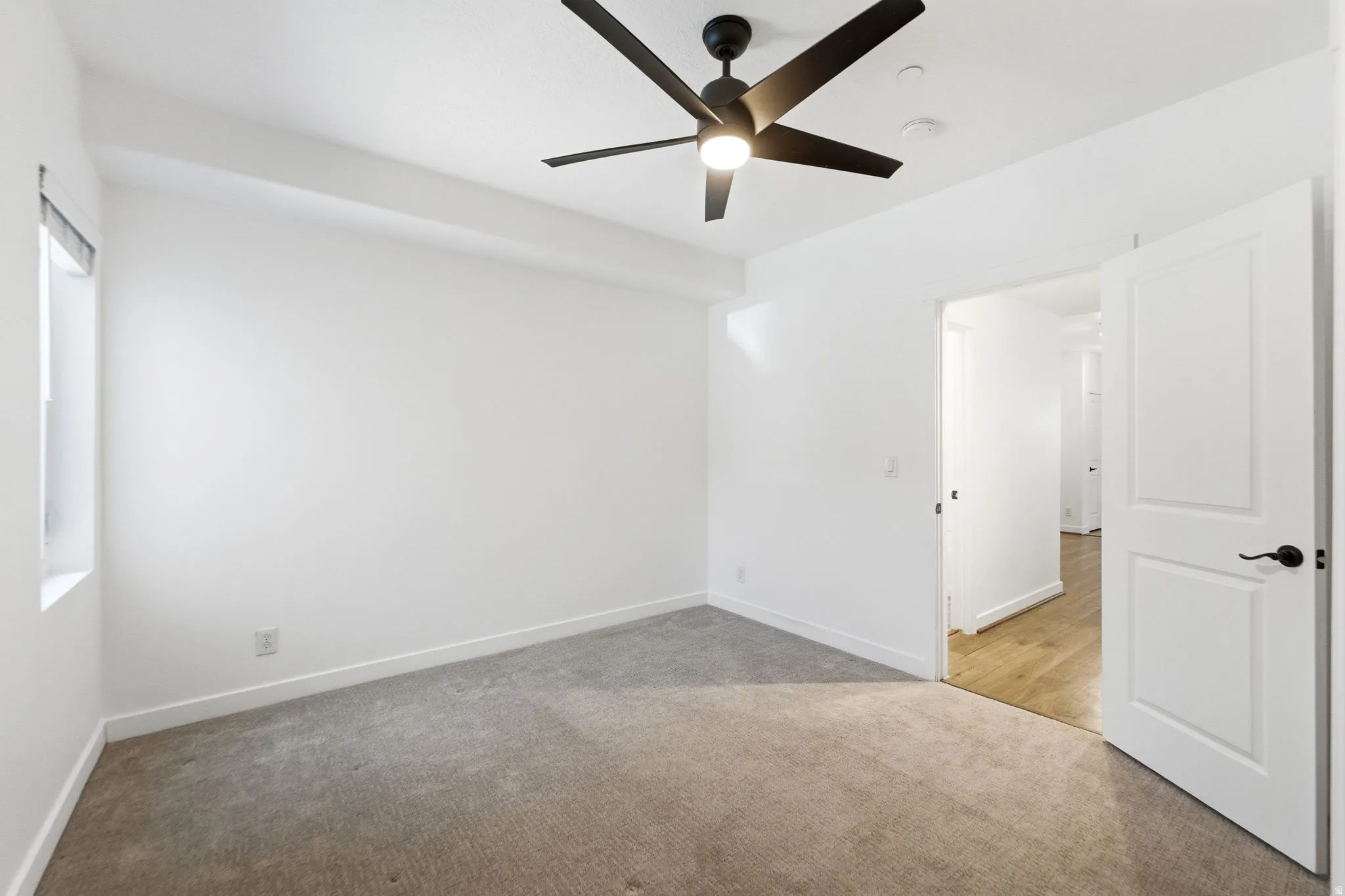 Neutral-toned carpeting enhancing a bright interior