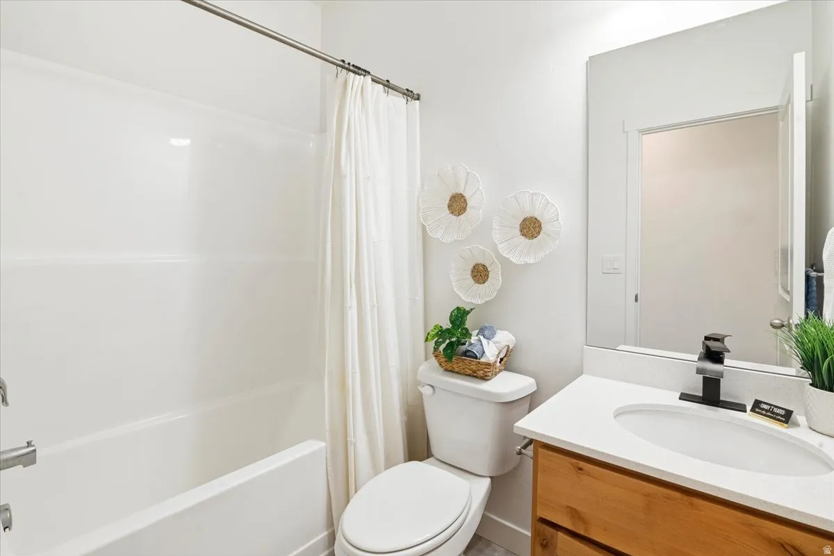 The hall bathroom is all you need it to be for family and friends.
