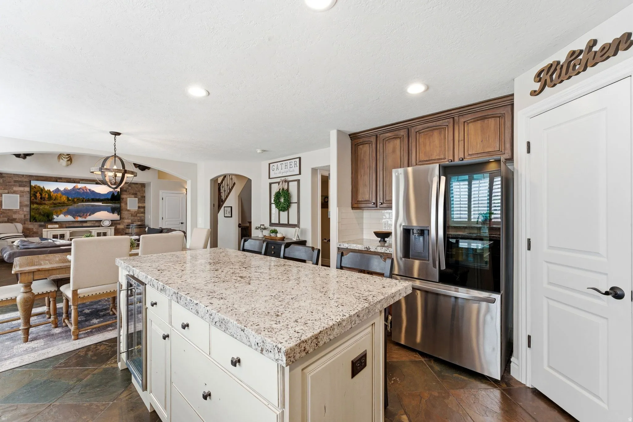 Spacious kitchen featuring a large island