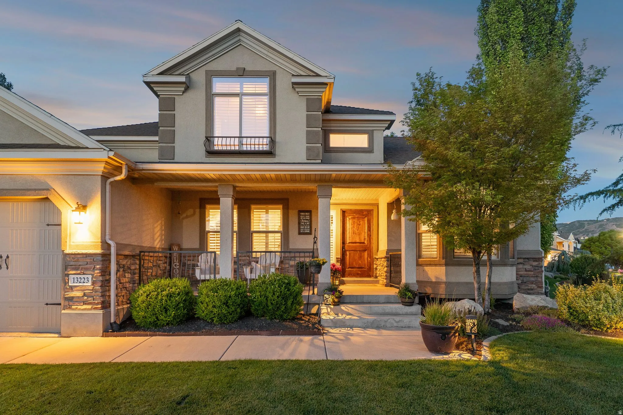 Inviting covered front porch