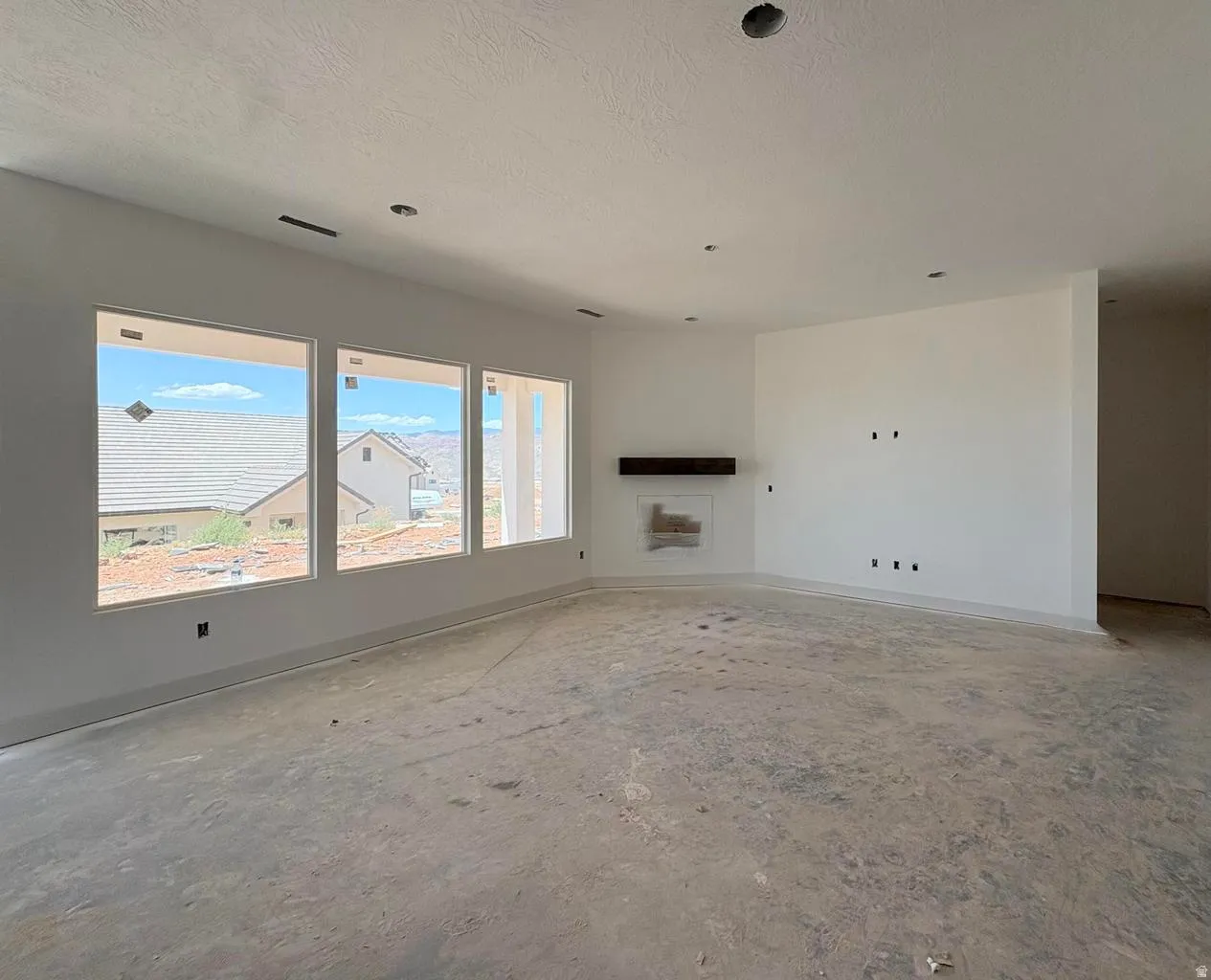 Main floor living area fireplace