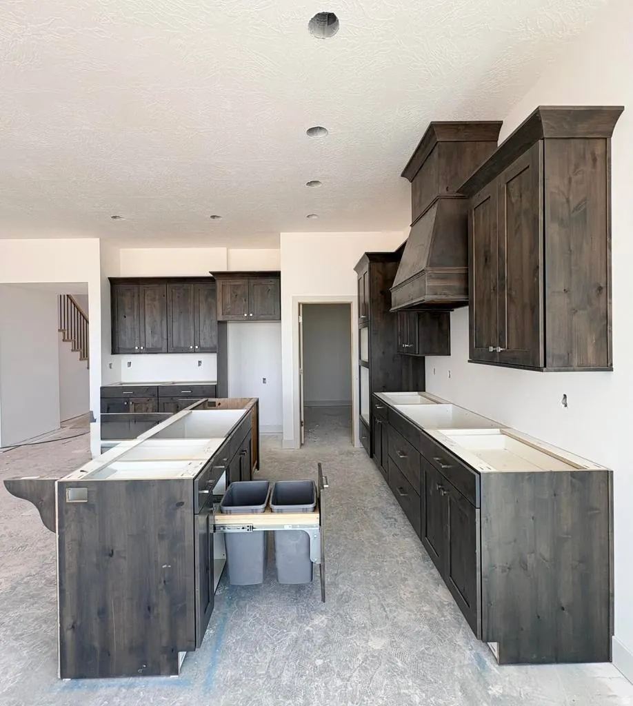 Main floor kitchen island trash pull out