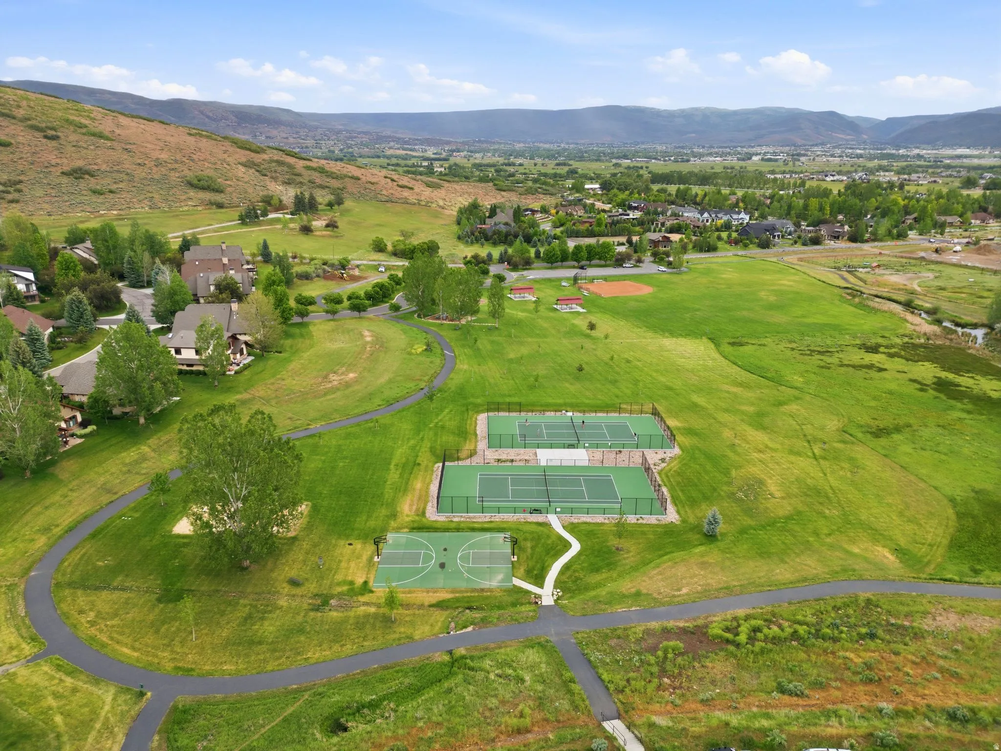 Aerial views of Burgi Hill Park adjacent to Valais