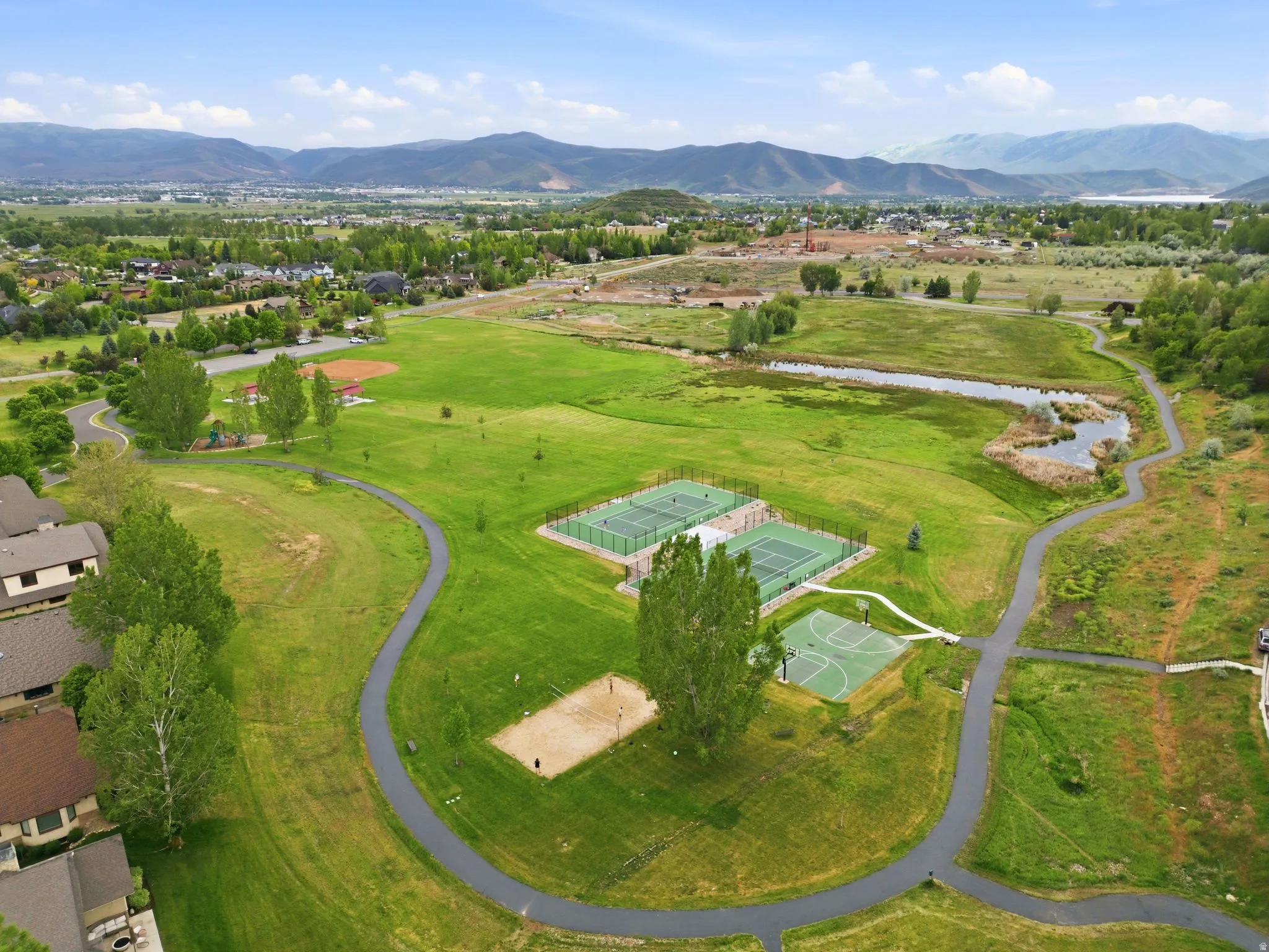 Aerial views of Burgi Hill Park adjacent to Valais