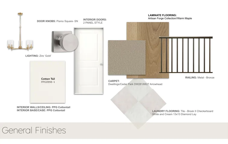 General Finishes. Detailing material specifications for various property components