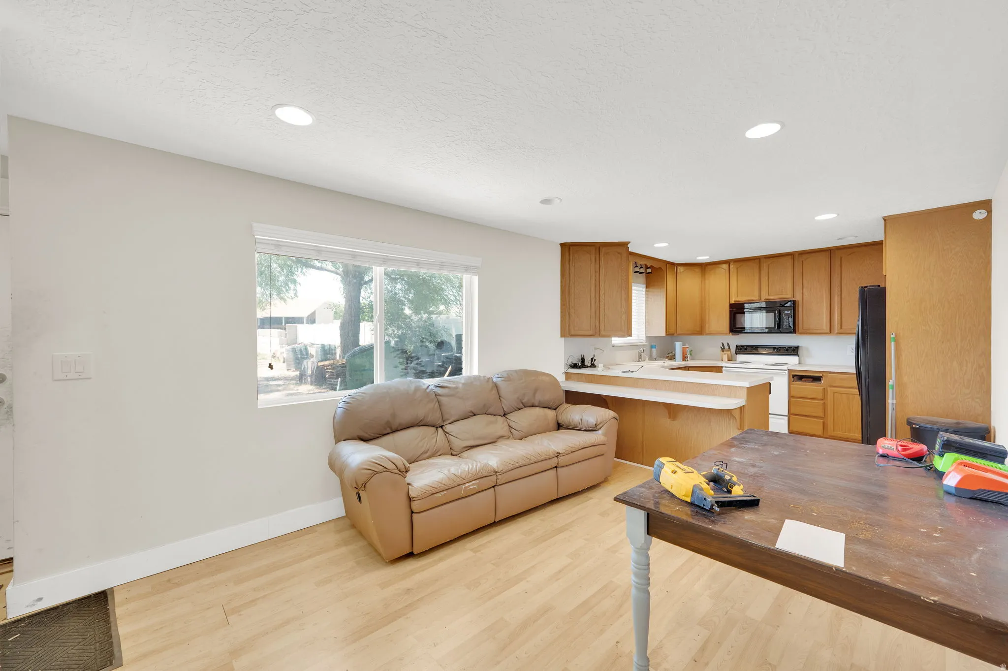 Open-concept kitchen and living area