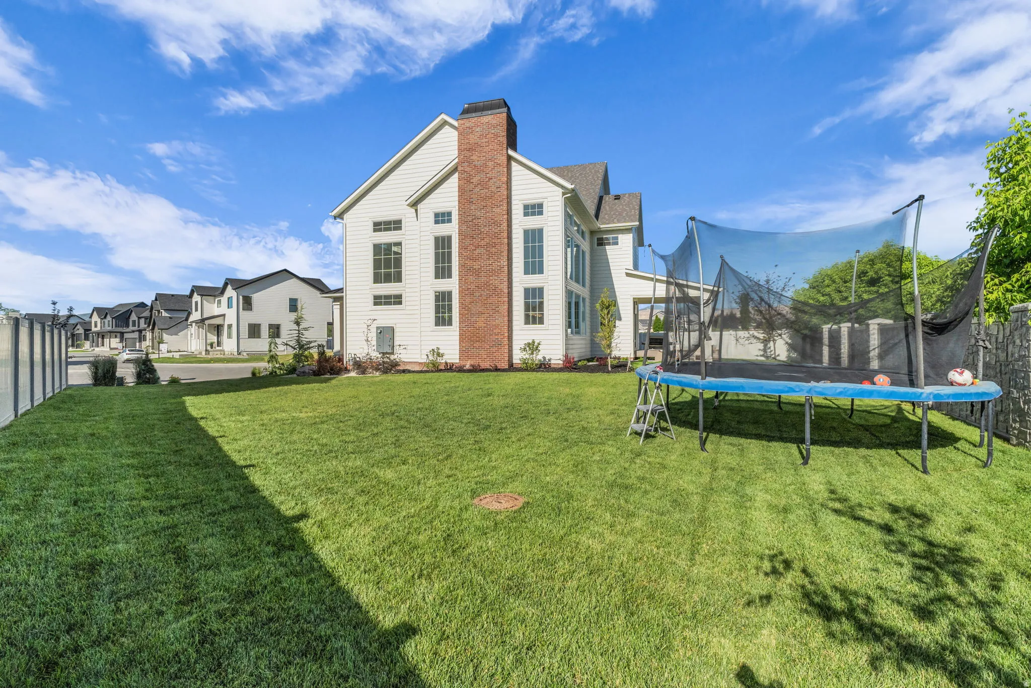 Expansive green lawn providing ample outdoor space