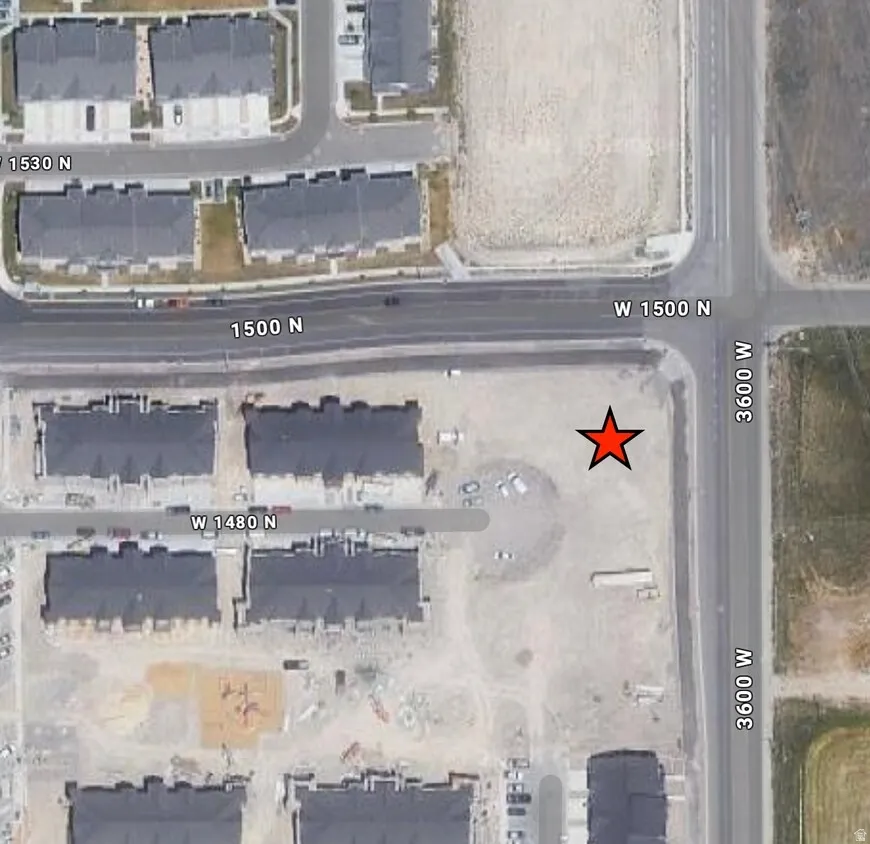 Aerial Map. Illustrating the property's location relative to intersecting roads and surrounding structures