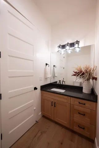 White five-panel door with matte black hardware