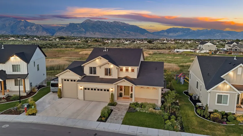 Contemporary two-story residence with a multi-car garage
