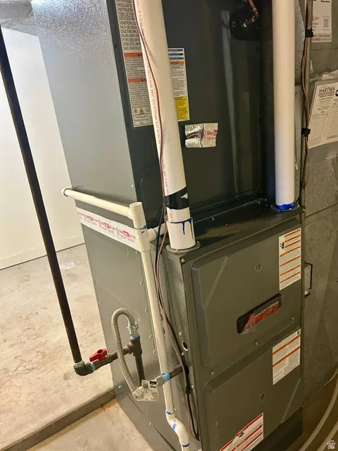Central HVAC system with associated ductwork and piping
