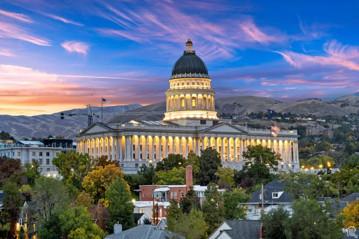 View of Utah State Capitol from private balcony.