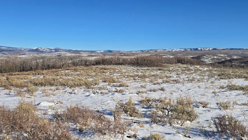 Expansive landscape featuring snow-dusted terrain, distant mountains, and varied natural vegetation