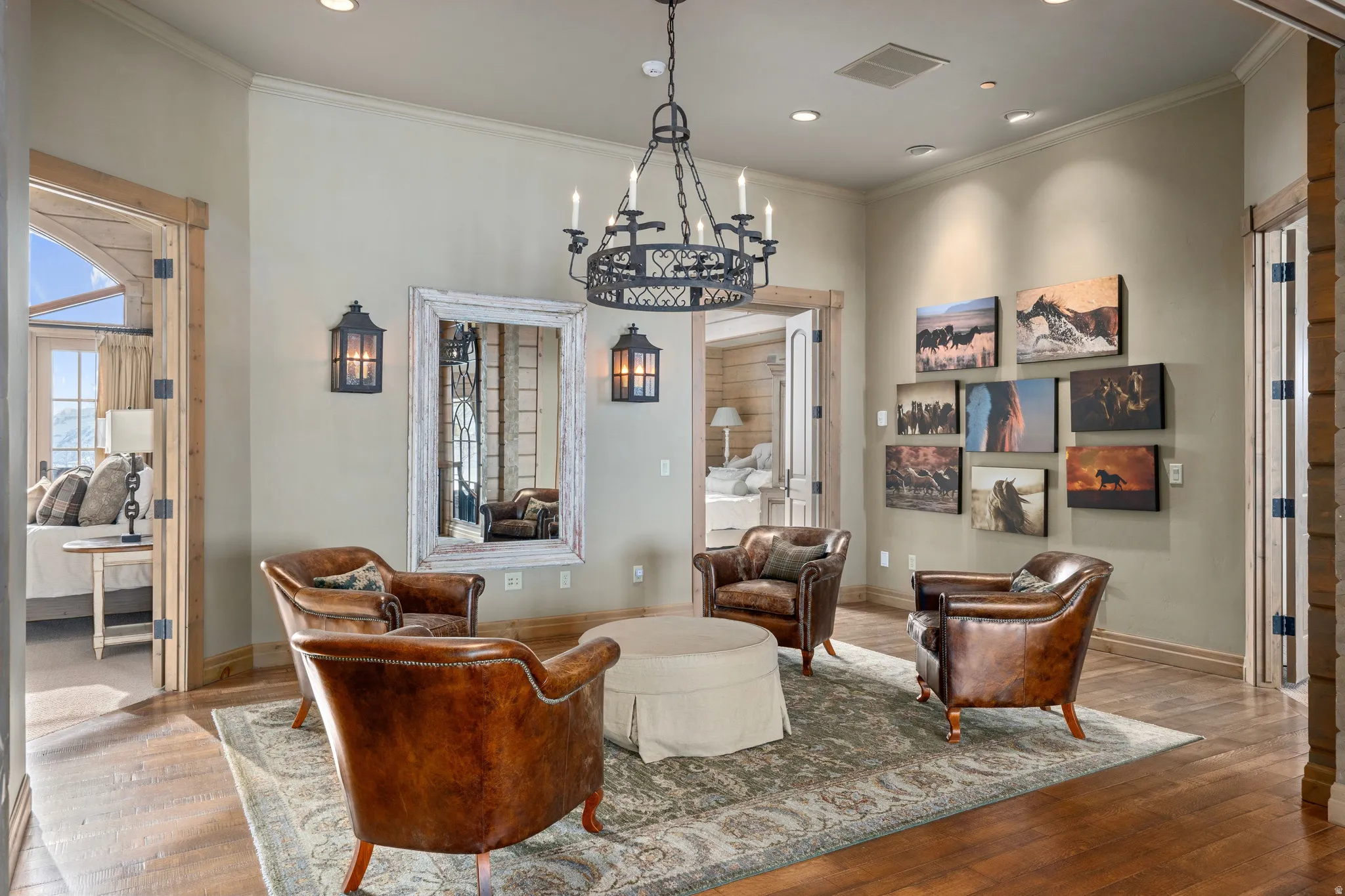 Hardwood flooring complementing a decorative area rug