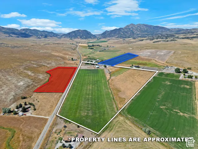The areas in red and blue could be broken off and sold separately- If you are wanting the house and smaller acreage