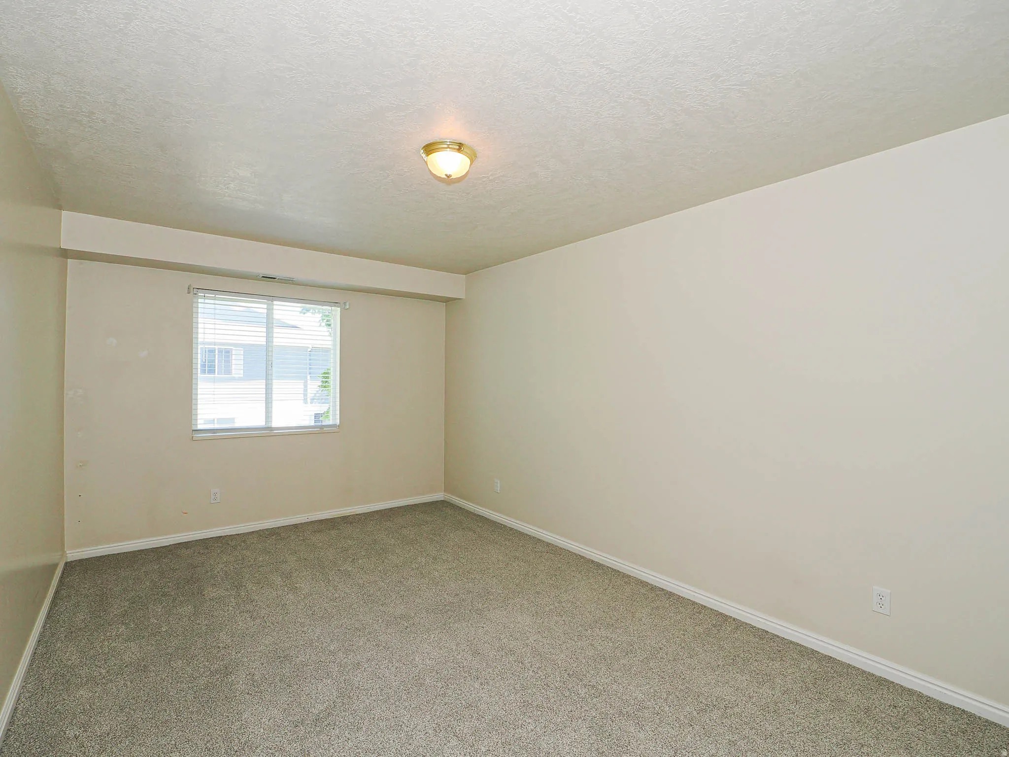 Neutral-toned carpeting spans the floor, complemented by light-colored walls and white trim