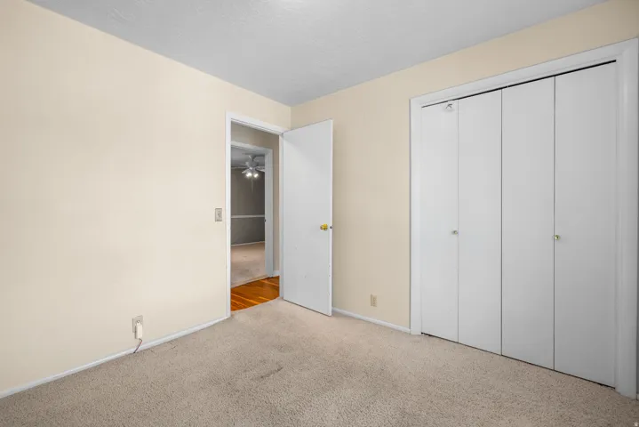 Neutral-toned walls complement light-colored carpet flooring