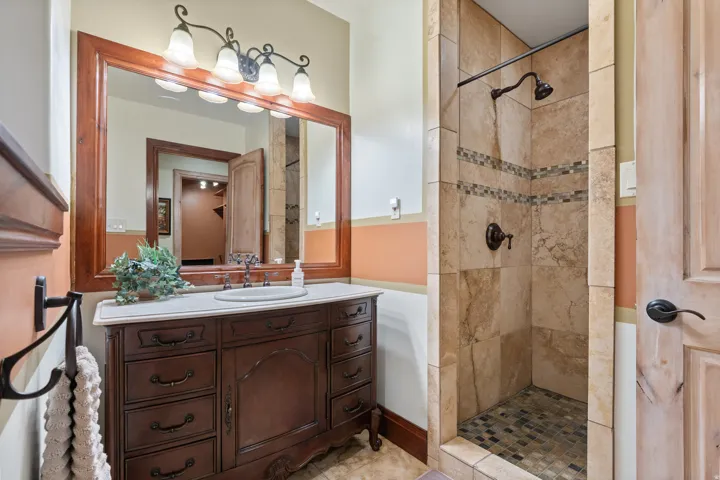 Vanity and Spacious Shower