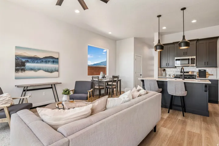 Main floor living and dining area