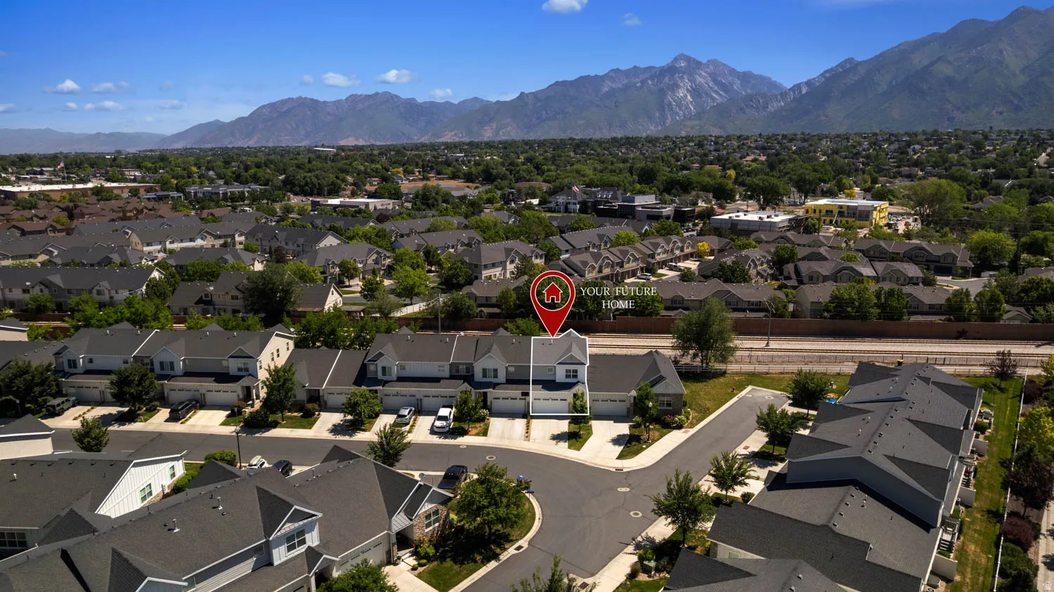 Residential neighborhood featuring a prominent mountain backdrop