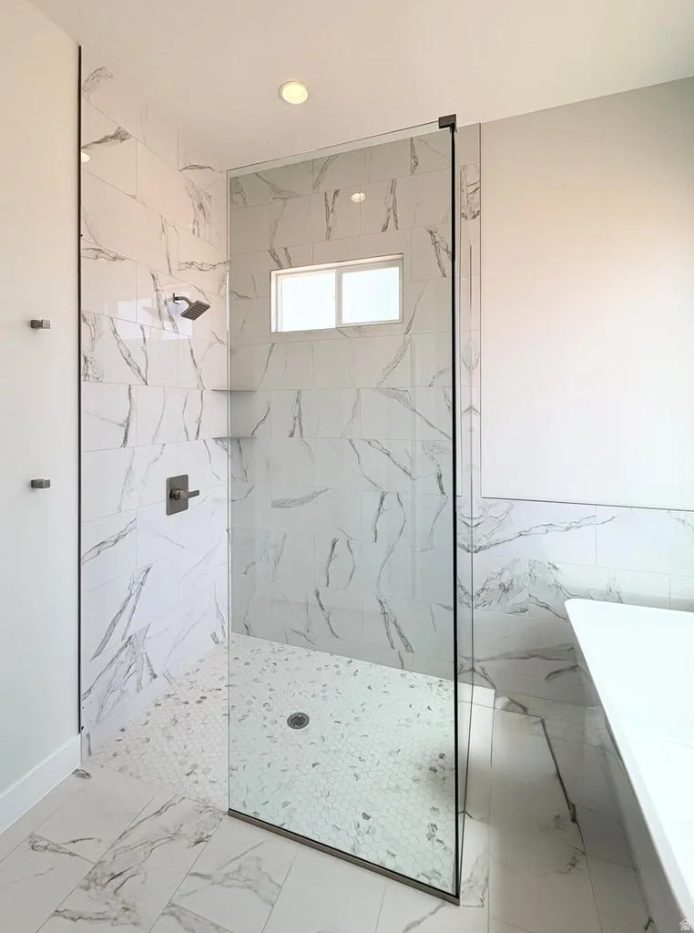 Primary bath frameless glass shower