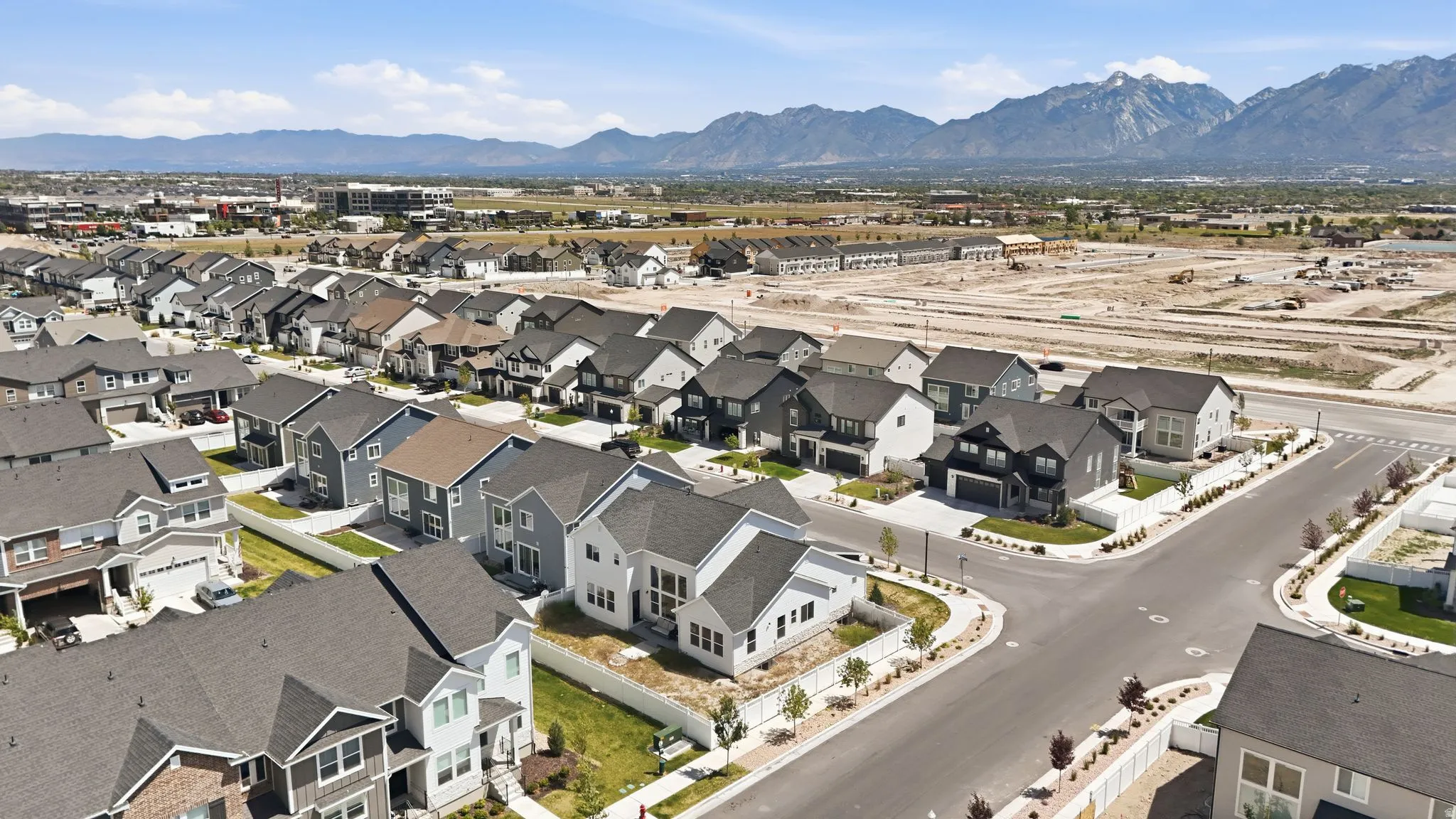 Modern residential development featuring a collection of contemporary homes with varied architectural styles