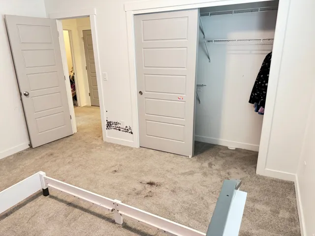 Plush carpet flooring complements crisp white walls