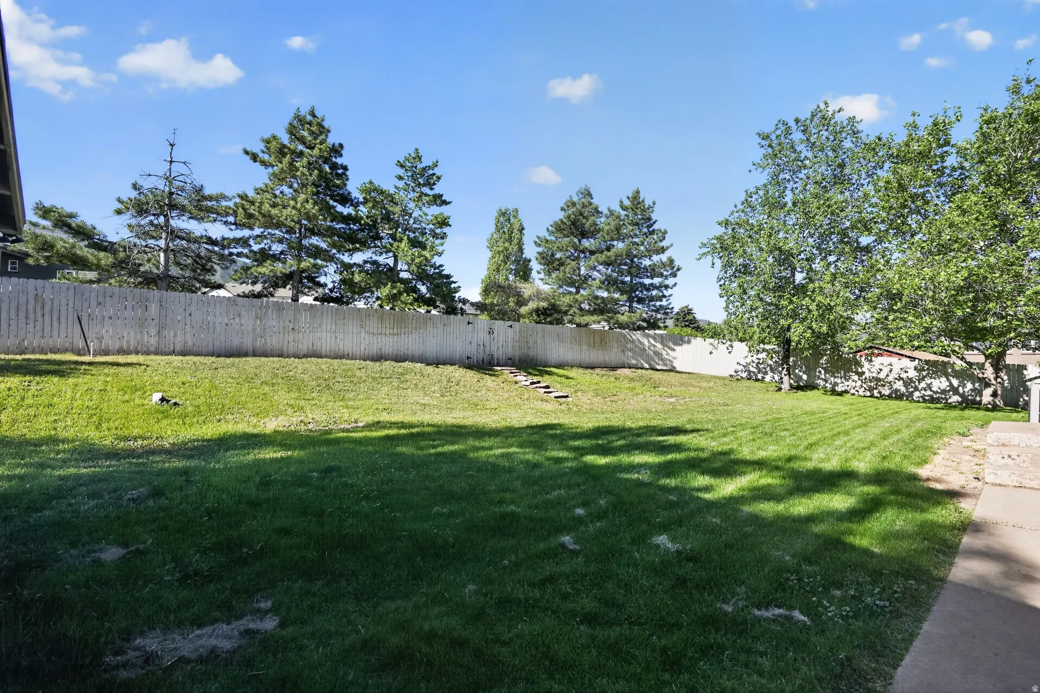 Front portion of back yard is fully fenced
