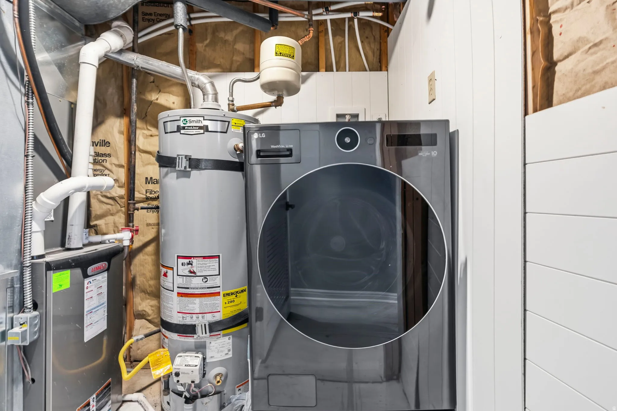 Water heater, furnace, and washer/dryer unit