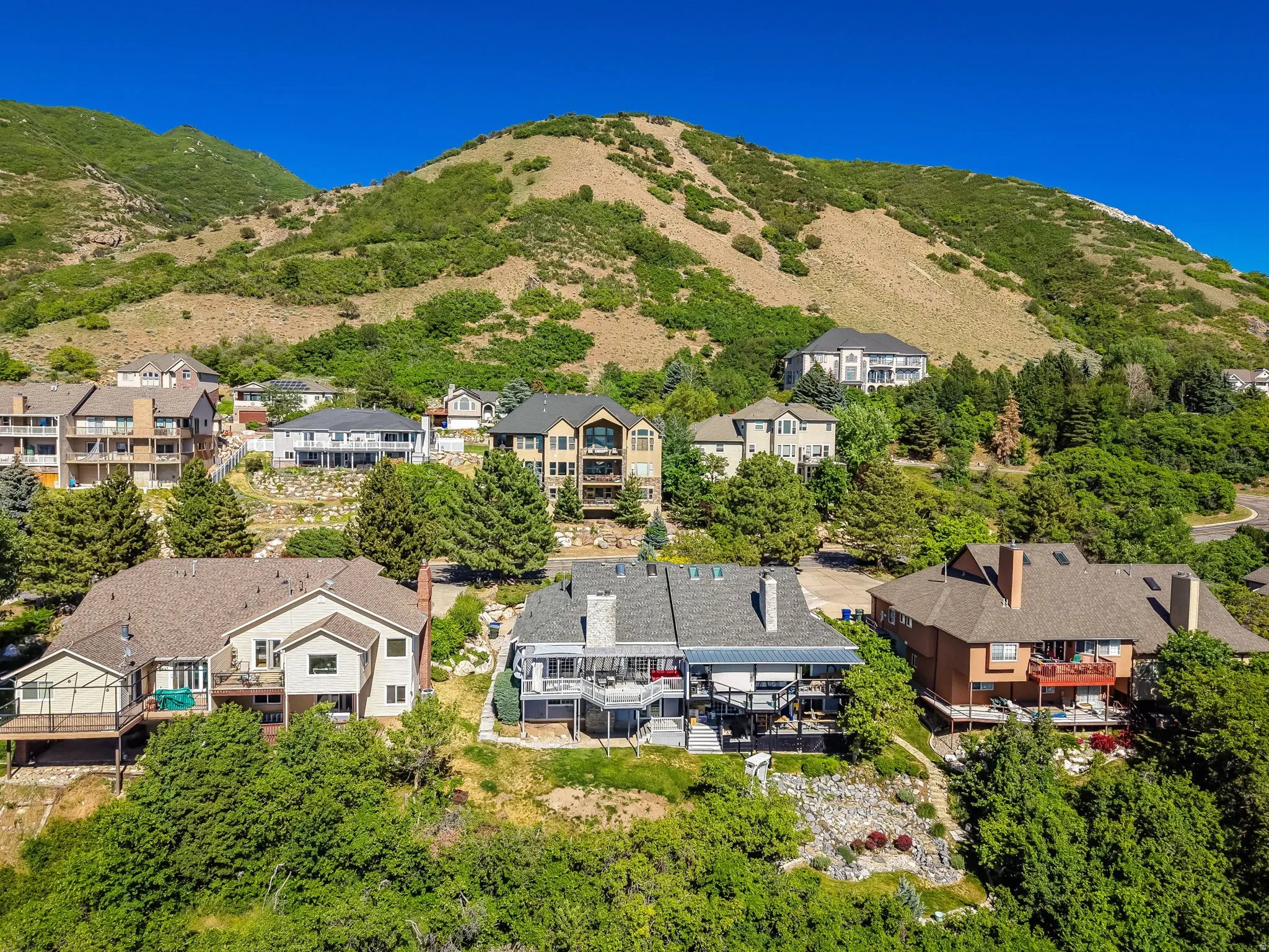 Hillsides featuring established homes and verdant landscapes