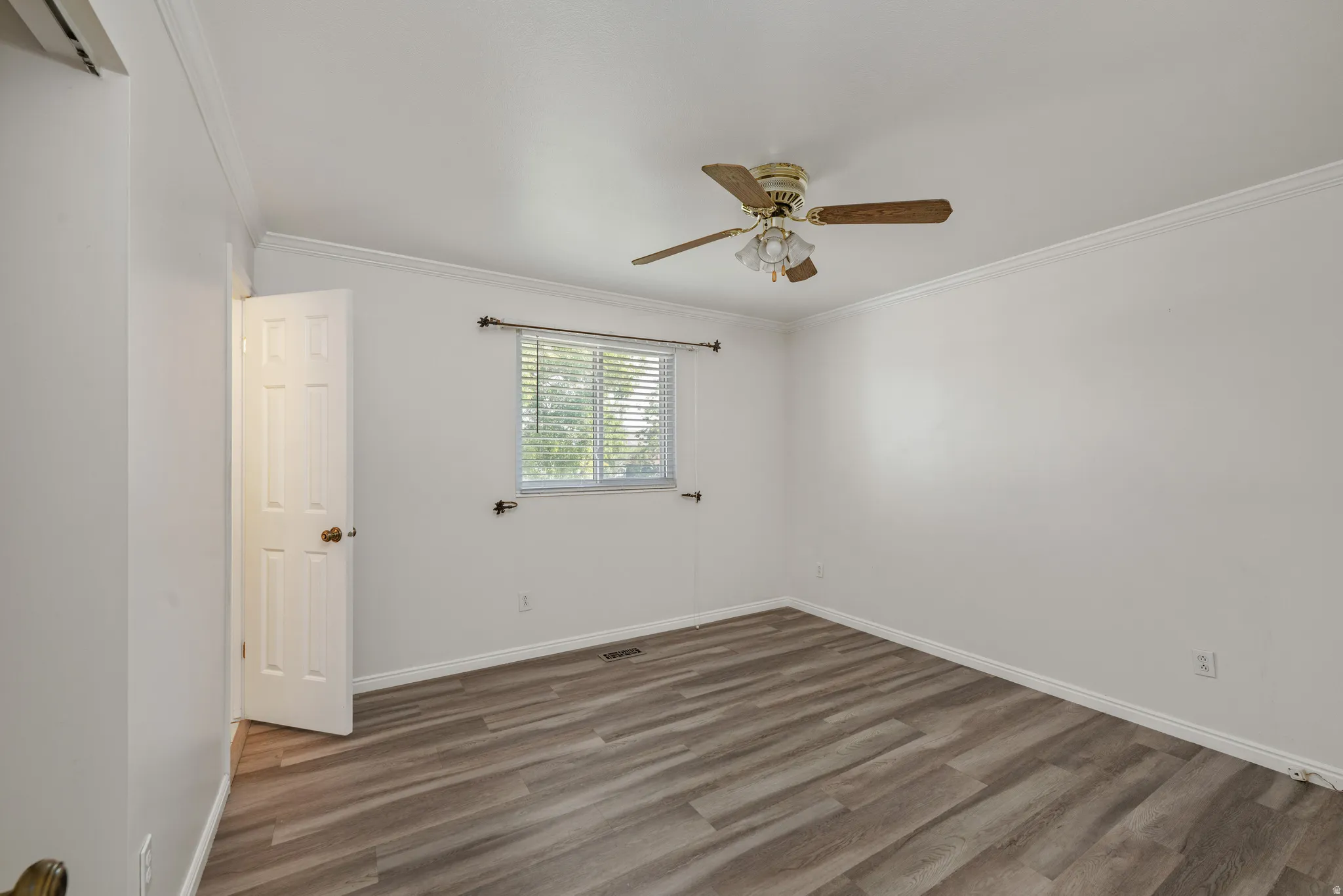 Bright interior space with wood-finish flooring
