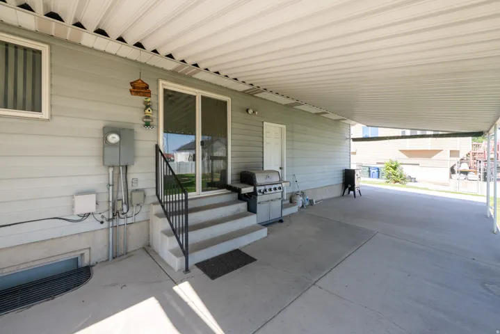 Covered patio with durable concrete flooring