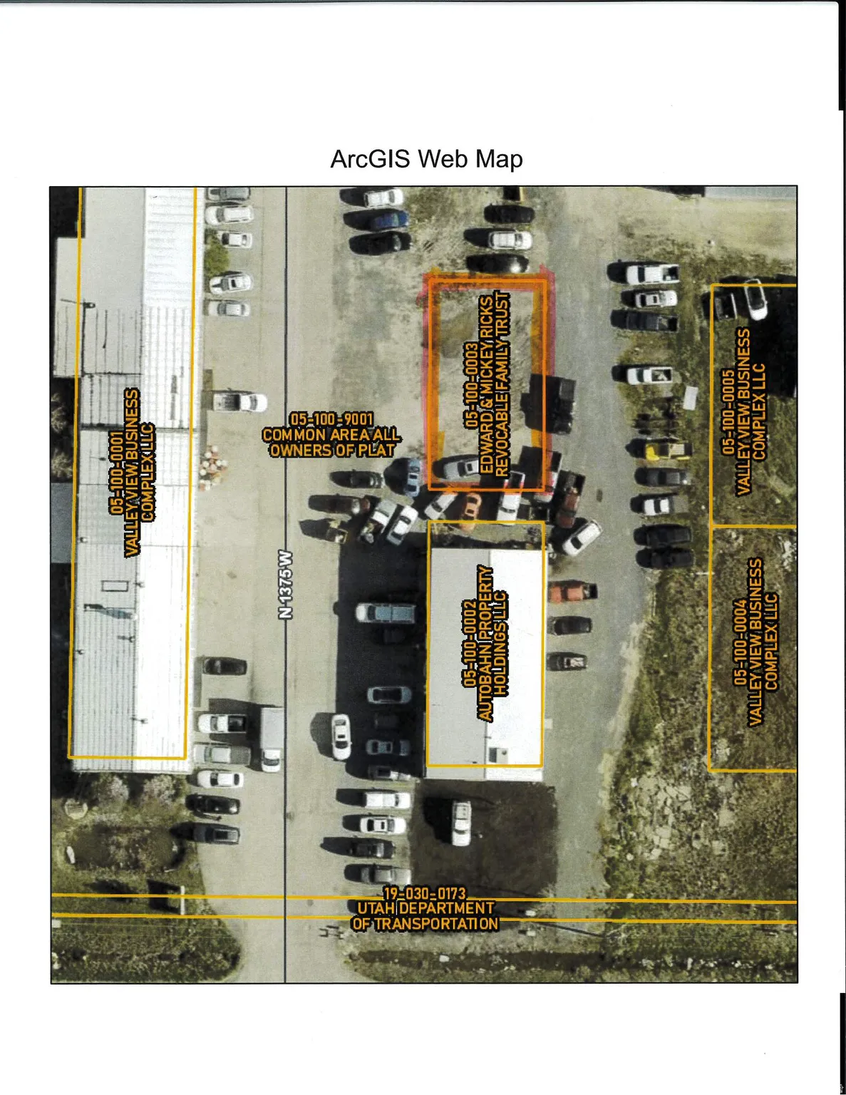ArcGIS Web Map. Illustrating property boundaries and owner details for various parcels
