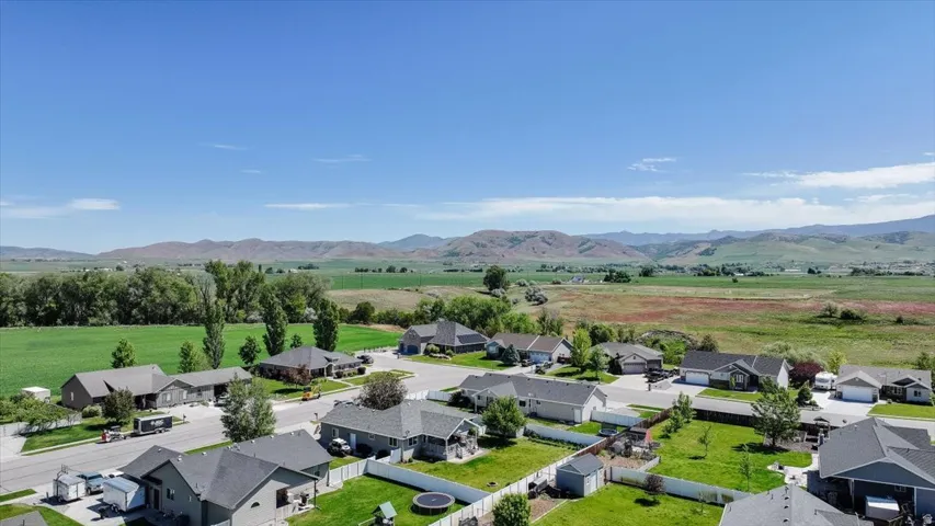 Residential neighborhood with single-story homes featuring fenced yards and mature trees